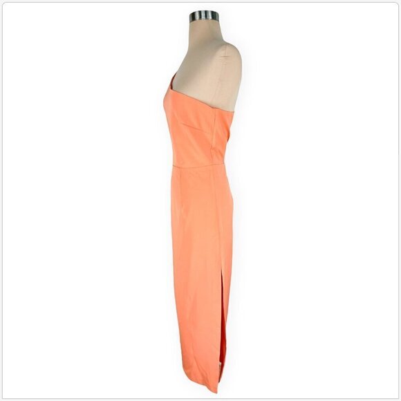 Bardot Jenna Orange Fizz One Shoulder Cutout Midi Slit Dress Cocktail NWT NEW 8 - Picture 5 of 8